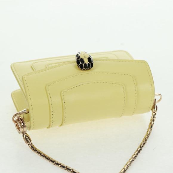 BVLGARI Bag Charm Leather Yellow Auth 158221SM