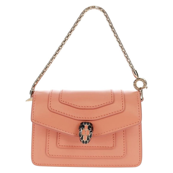 BVLGARI Bag Charm Leather Orange Auth 158222SM