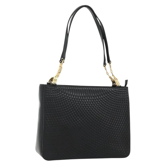 BALLY Shoulder Bag Leather Black Gold Auth 158223