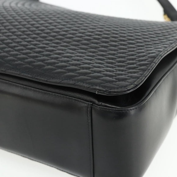 BALLY Shoulder Bag Leather Black Gold Auth 158223