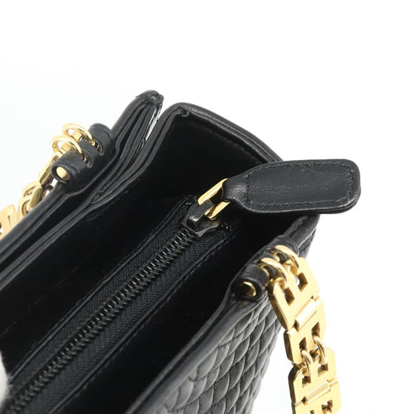 BALLY Shoulder Bag Leather Black Gold Auth 158223