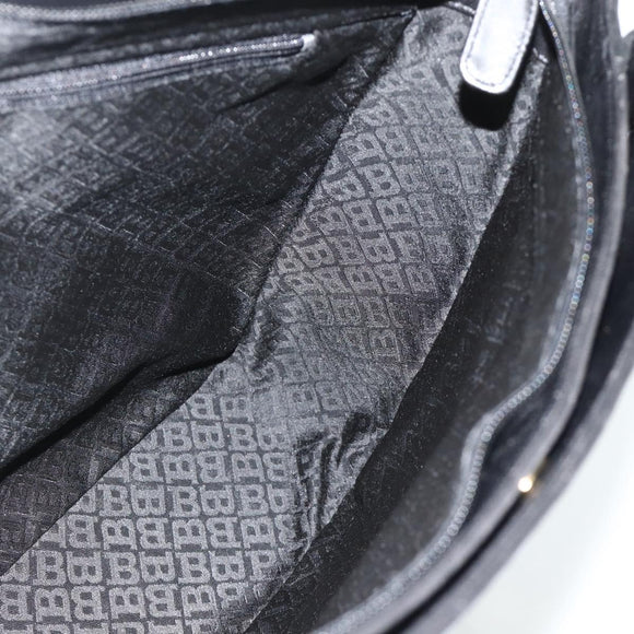 BALLY Shoulder Bag Leather Black Gold Auth 158223