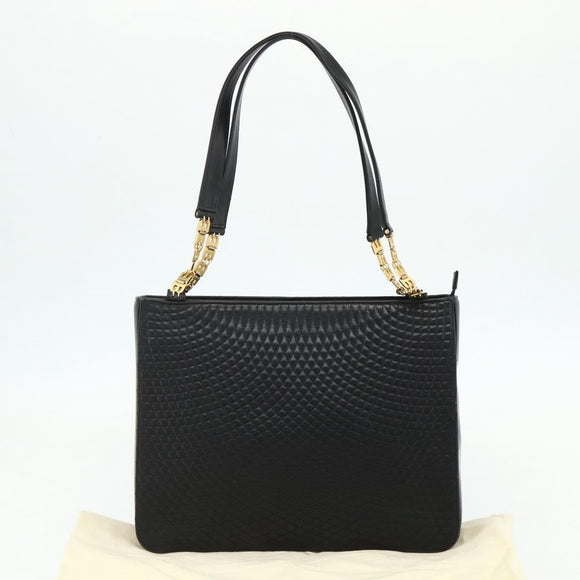 BALLY Shoulder Bag Leather Black Gold Auth 158223