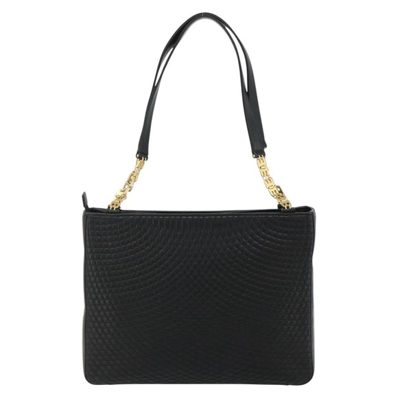 BALLY Shoulder Bag Leather Black Gold Auth 158223