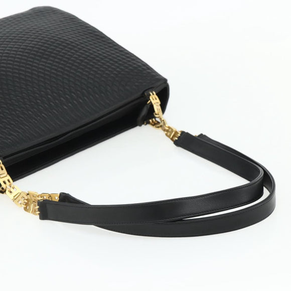 BALLY Shoulder Bag Leather Black Gold Auth 158223