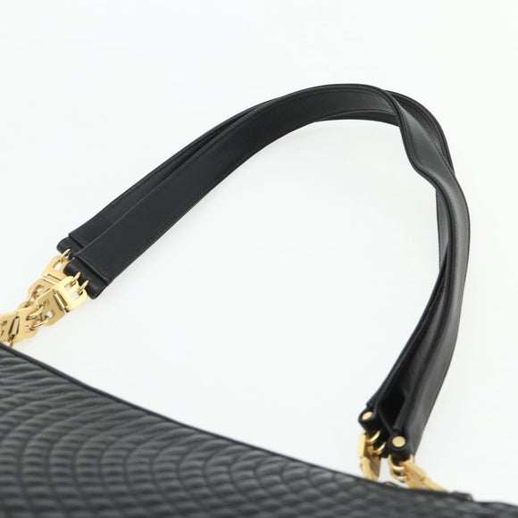 BALLY Shoulder Bag Leather Black Gold Auth 158223