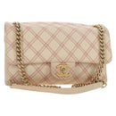 CHANEL Wild Stitch Chain Shoulder Bag Calf Skin Beige Gold CC Auth 158224SAV-1