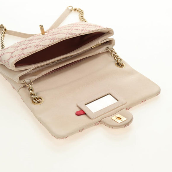 CHANEL Wild Stitch Chain Shoulder Bag Calf Skin Beige Gold CC Auth 158224SAV