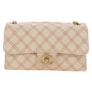CHANEL Wild Stitch Chain Shoulder Bag Calf Skin Beige Gold CC Auth 158224SAV-13