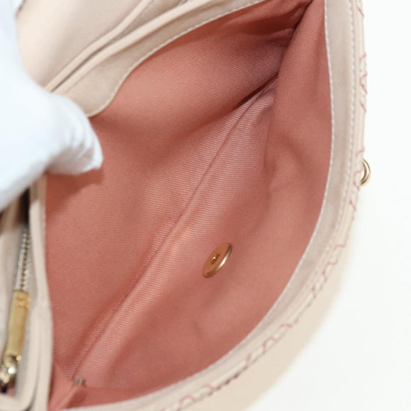 CHANEL Wild Stitch Chain Shoulder Bag Calf Skin Beige Gold CC Auth 158224SAV