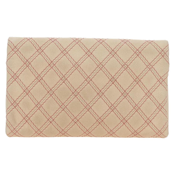 CHANEL Wild Stitch Chain Shoulder Bag Calf Skin Beige Gold CC Auth 158224SAV