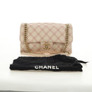 CHANEL Wild Stitch Chain Shoulder Bag Calf Skin Beige Gold CC Auth 158224SAV-12