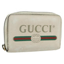 GUCCI Coin Purse Leather White Gold 496319 Auth 158225-1