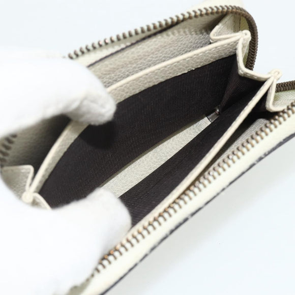 GUCCI Coin Purse Leather White Gold 496319 Auth 158225