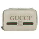 GUCCI Coin Purse Leather White Gold 496319 Auth 158225-13