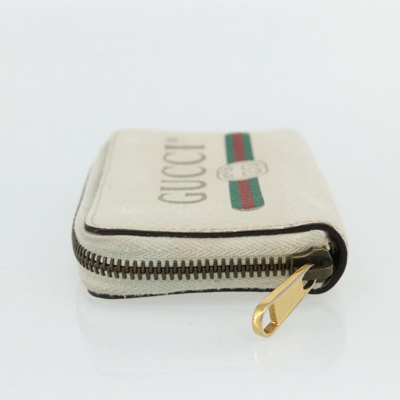 GUCCI Coin Purse Leather White Gold 496319 Auth 158225