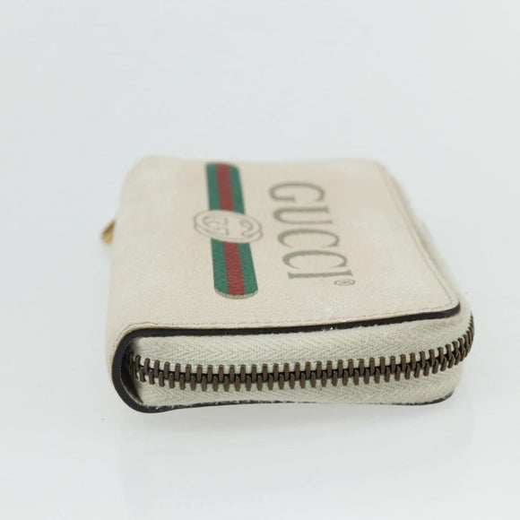 GUCCI Coin Purse Leather White Gold 496319 Auth 158225