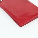 CHANEL Card Case Patent leather Red Silver CC Auth 158226A-16