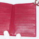 CHANEL Card Case Patent leather Red Silver CC Auth 158226A-18
