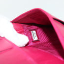 CHANEL Card Case Patent leather Red Silver CC Auth 158226A-12