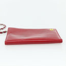 CHANEL Card Case Patent leather Red Silver CC Auth 158226A-3