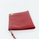 CHANEL Card Case Patent leather Red Silver CC Auth 158226A-5