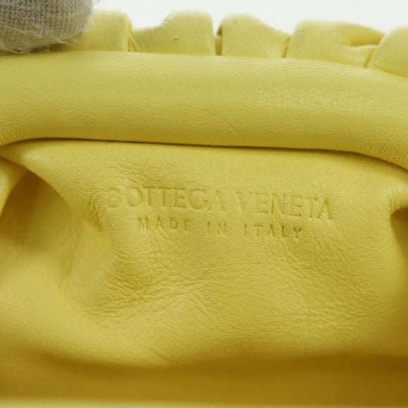 BOTTEGA VENETA Pouch Shoulder Bag Leather Yellow Auth 158228V