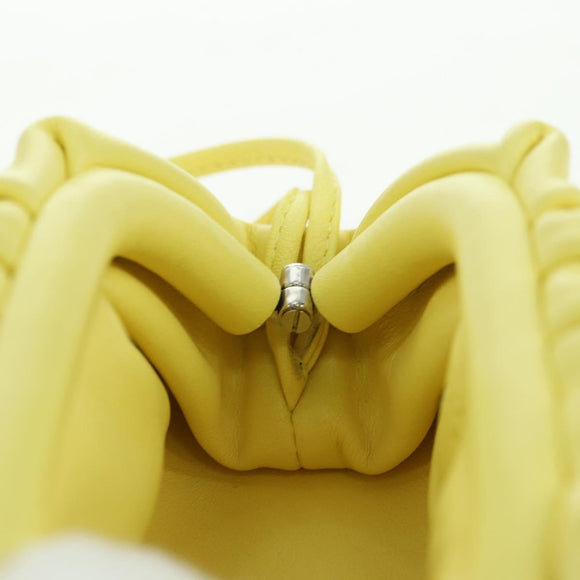 BOTTEGA VENETA Pouch Shoulder Bag Leather Yellow Auth 158228V