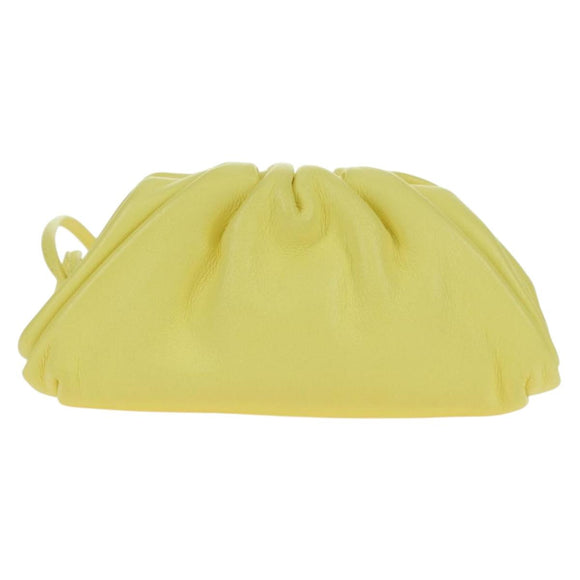 BOTTEGA VENETA Pouch Shoulder Bag Leather Yellow Auth 158228V