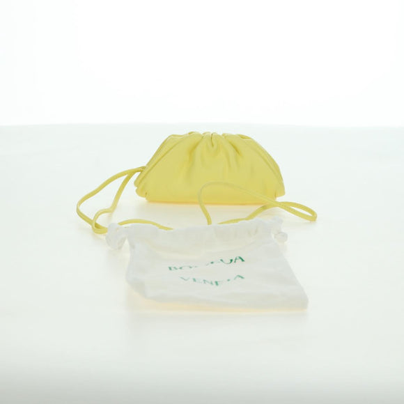 BOTTEGA VENETA Pouch Shoulder Bag Leather Yellow Auth 158228V