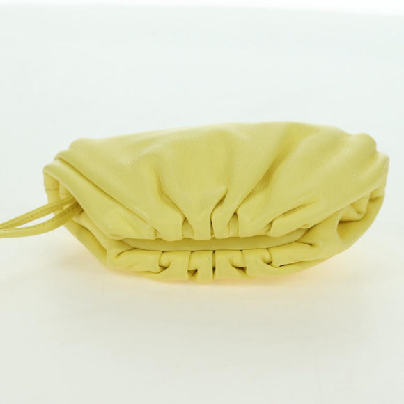 BOTTEGA VENETA Pouch Shoulder Bag Leather Yellow Auth 158228V