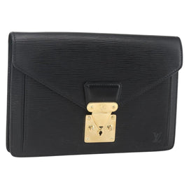 LOUIS VUITTON Epi Serie Dragonne Clutch Bag Black Noir M52612 LV Auth 158267