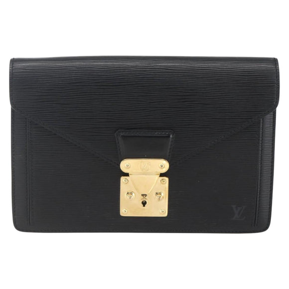 LOUIS VUITTON Epi Serie Dragonne Clutch Bag Black Noir M52612 LV Auth 158267