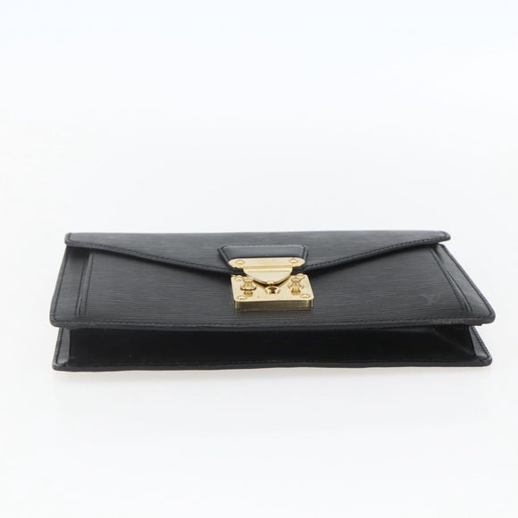 LOUIS VUITTON Epi Serie Dragonne Clutch Bag Black Noir M52612 LV Auth 158267