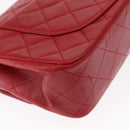 CHANEL Chain Double Flap Matelasse 23 Bag Lamb Skin Red Gold CC Auth 158356SAM-13