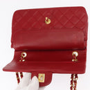 CHANEL Chain Double Flap Matelasse 23 Bag Lamb Skin Red Gold CC Auth 158356SAM-16