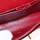 CHANEL Chain Double Flap Matelasse 23 Bag Lamb Skin Red Gold CC Auth 158356SAM-24