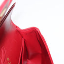 CHANEL Chain Double Flap Matelasse 23 Bag Lamb Skin Red Gold CC Auth 158356SAM-25