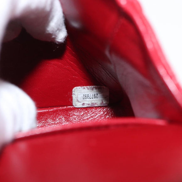 CHANEL Chain Double Flap Matelasse 23 Bag Lamb Skin Red Gold CC Auth 158356SAM