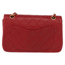 CHANEL Chain Double Flap Matelasse 23 Bag Lamb Skin Red Gold CC Auth 158356SAM-4