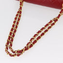 CHANEL Chain Double Flap Matelasse 23 Bag Lamb Skin Red Gold CC Auth 158356SAM-8