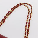 CHANEL Chain Double Flap Matelasse 23 Bag Lamb Skin Red Gold CC Auth 158356SAM-9