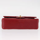 CHANEL Chain Double Flap Matelasse 23 Bag Lamb Skin Red Gold CC Auth 158356SAM-10