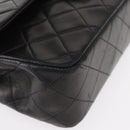 CHANEL Chain Double Flap Matelasse 23 Bag Lamb Skin Black Gold CC Auth 158357SM-11