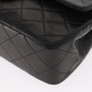 CHANEL Chain Double Flap Matelasse 23 Bag Lamb Skin Black Gold CC Auth 158357SM-12