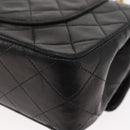 CHANEL Chain Double Flap Matelasse 23 Bag Lamb Skin Black Gold CC Auth 158357SM-14