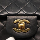 CHANEL Chain Double Flap Matelasse 23 Bag Lamb Skin Black Gold CC Auth 158357SM-15
