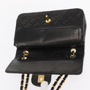 CHANEL Chain Double Flap Matelasse 23 Bag Lamb Skin Black Gold CC Auth 158357SM-16