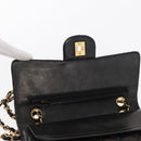 CHANEL Chain Double Flap Matelasse 23 Bag Lamb Skin Black Gold CC Auth 158357SM-17