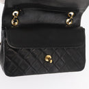 CHANEL Chain Double Flap Matelasse 23 Bag Lamb Skin Black Gold CC Auth 158357SM-18
